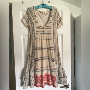 Anthropologie Moth Lolland Sweater Dress Sz M Wool Cotton Cap Sleeve RARE HTF